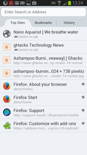 firefox android new tab page