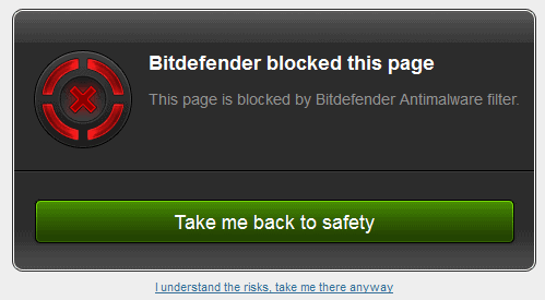 bitdefender blocked this page