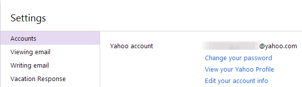 yahoo mail change password