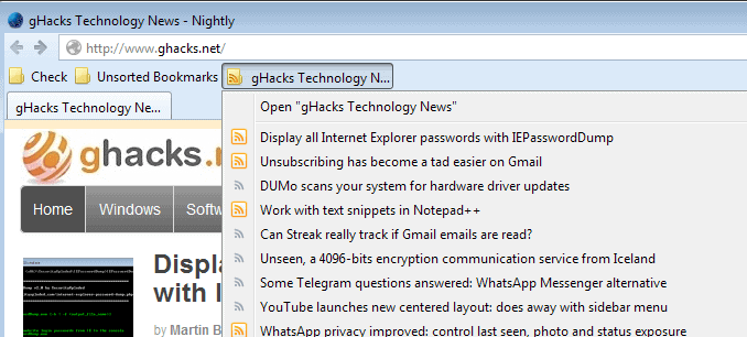 firefox live bookmarks tip
