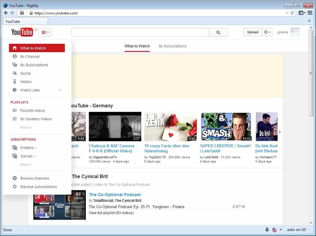 new youtube layout