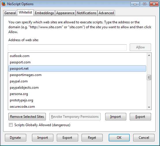 noscript whitelist