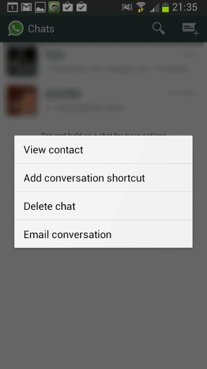 whatsapp conversation shortcuts