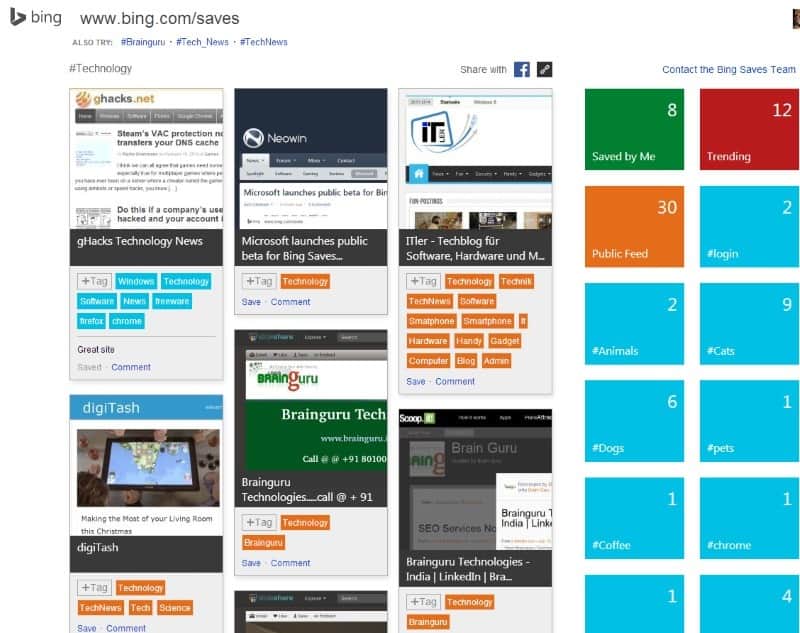 Bing Saves is a social online bookmarks manager