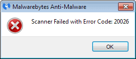 scanner failed error code 20026
