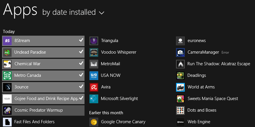 select multiple apps windows 8.1