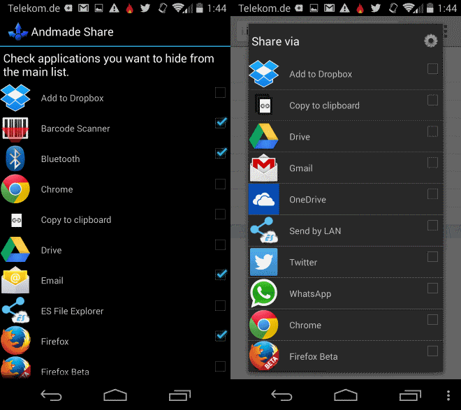 android optimized share menu