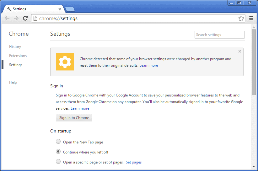 chrome automatic browser reset