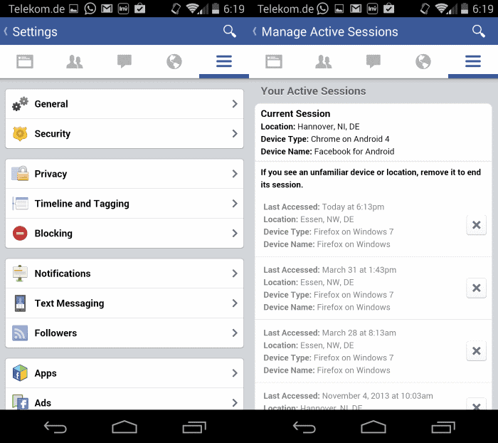 How to sign out of Facebook or Google remotely