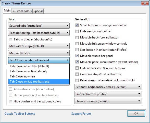 Firefox Tab Closing Customization changes