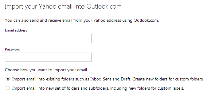 импортировать почту Yahoo в Outlook