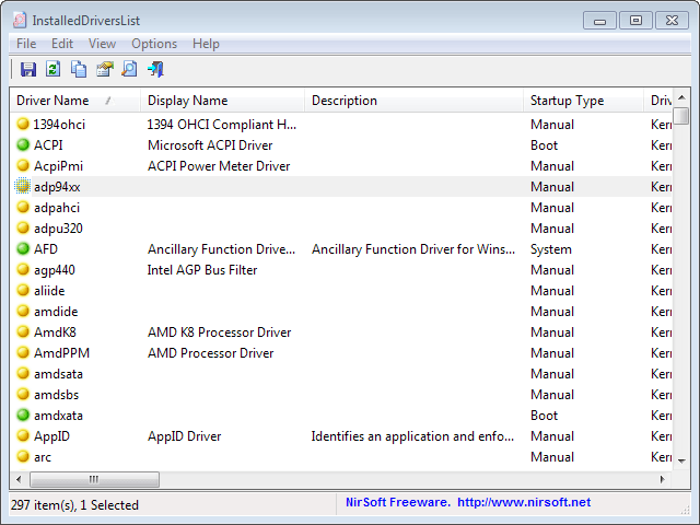 installeddriverslist interface