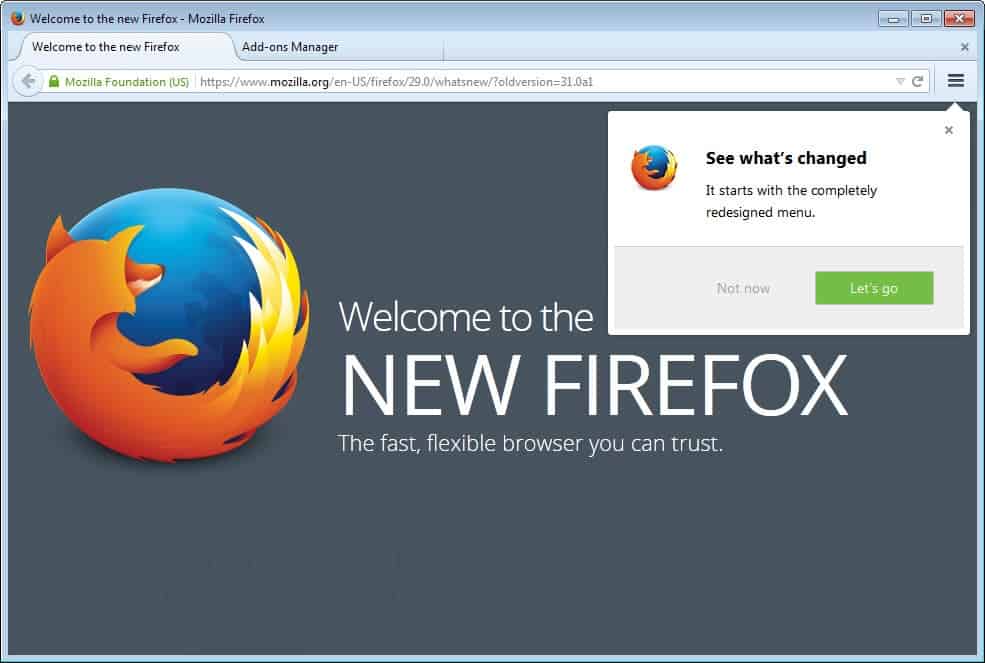 welcome to new firefox 29