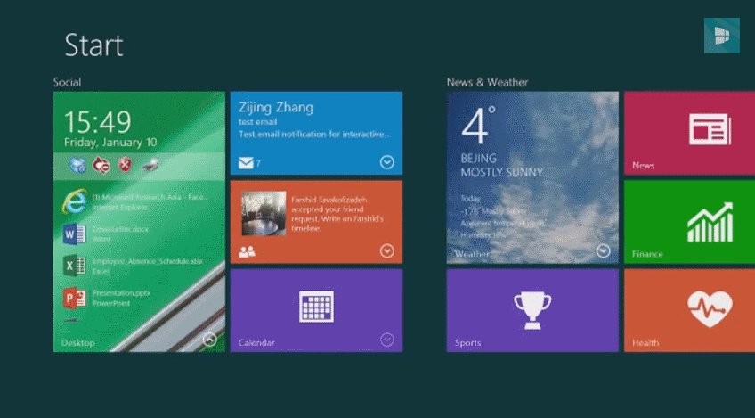 Interactive Live Tiles demonstration by Microsoft for Windows