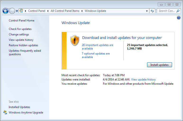 windows updates april 2014