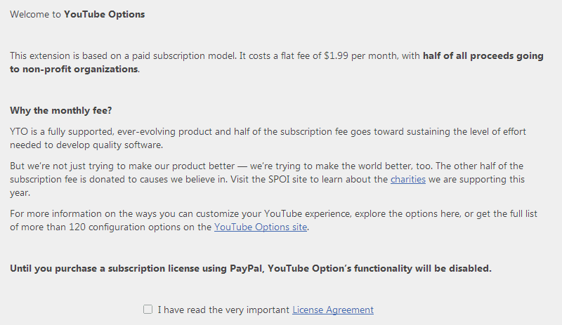 youtube options subscriptions