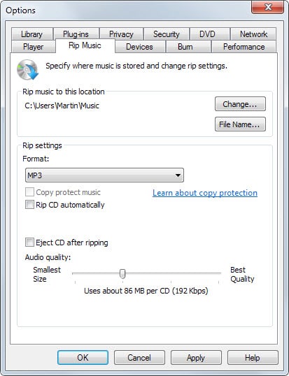 how to rip a cd in windows media player