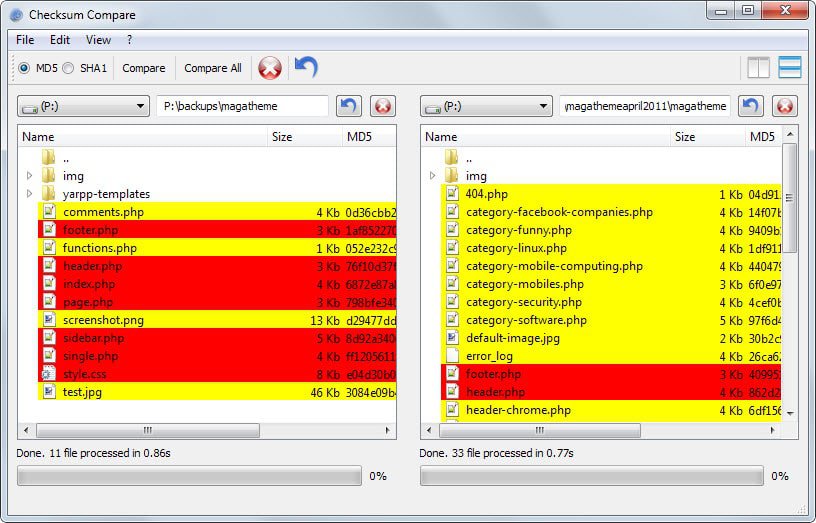 compare files