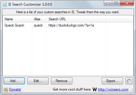 ie search customizer