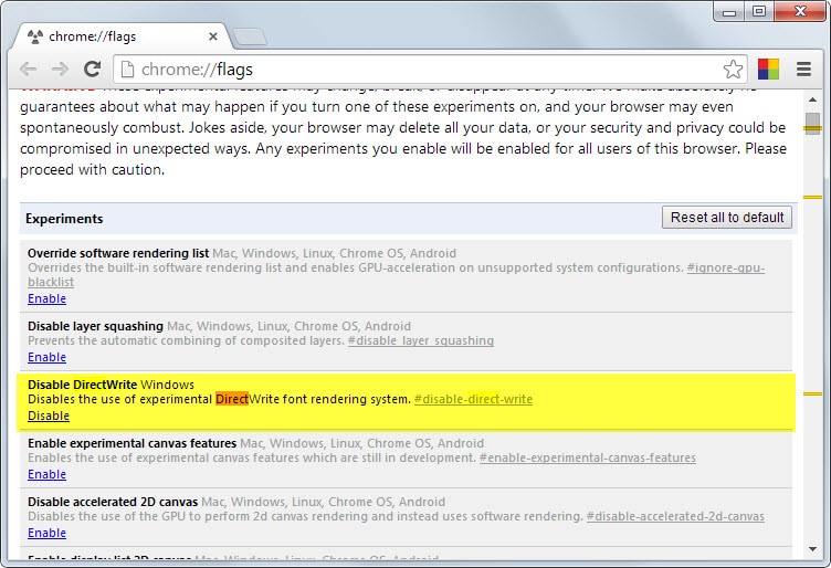 Chrome Font Rendering: Google removes DirectWrite flag
