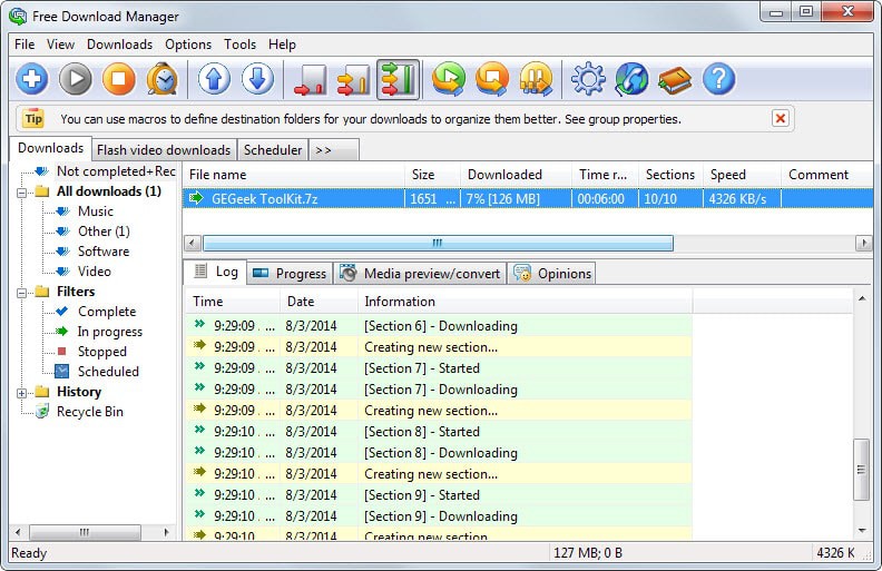 Free download manager interface