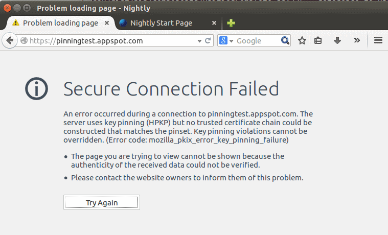 Connection failed 6. Secure connection failed. What is Firefox Nightly.