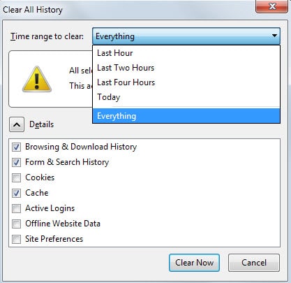 firefox forget history