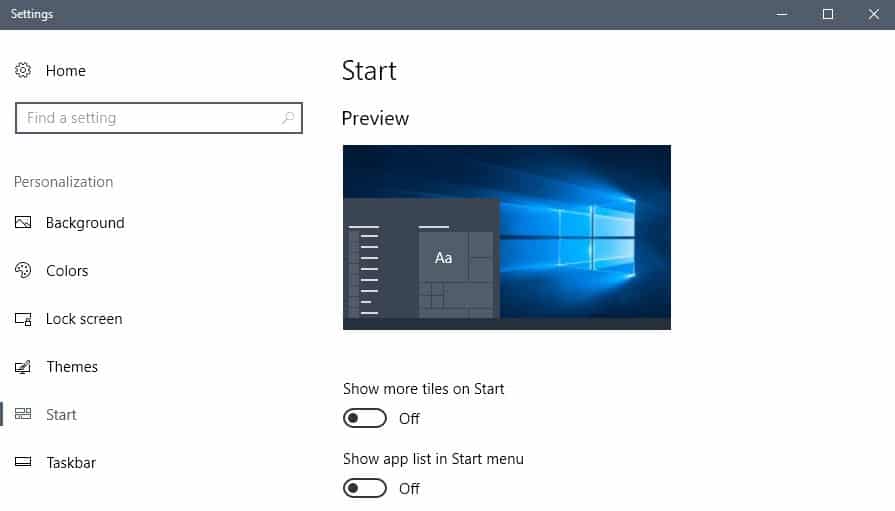 customize start windows 10