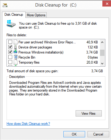 disk cleanup windows 10