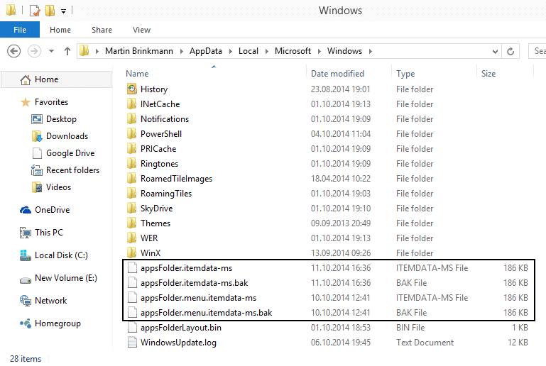 windows 10 start menu backup reset