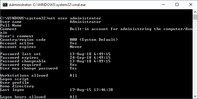 administrator account active