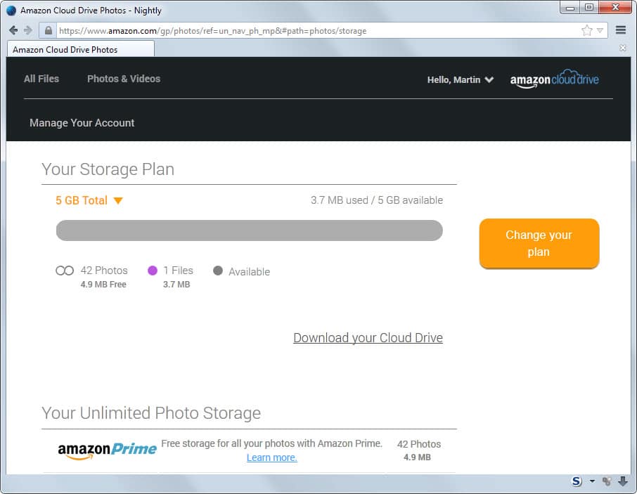 How Amazon S Unlimited Photo Storage For Cloud Drive Works Ghacks Tech News