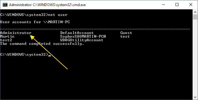 command prompt change user password windows 10