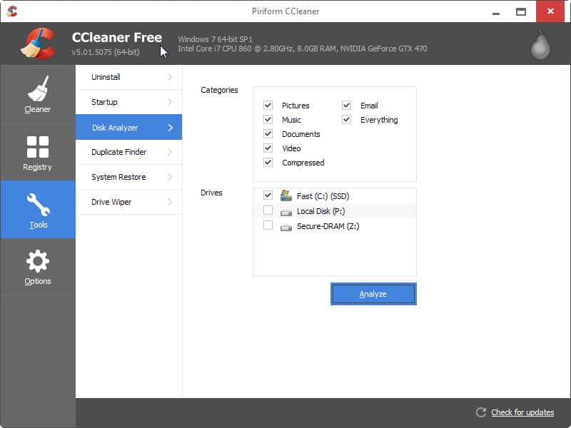 First Look  at CCleaner's Disk Analyzer tool