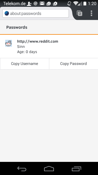 firefox android about passwords