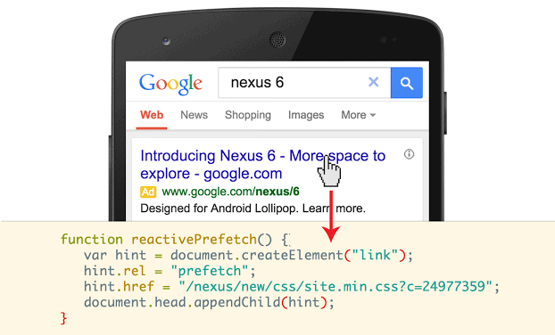Google Chrome supports reactive prefetching on Google Search now for Android