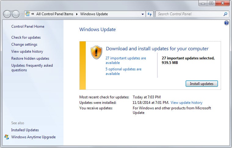 latest windows 7 security update