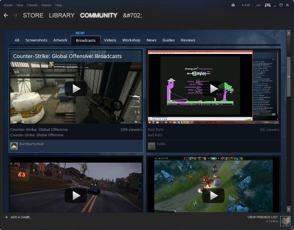 steam broadcasts