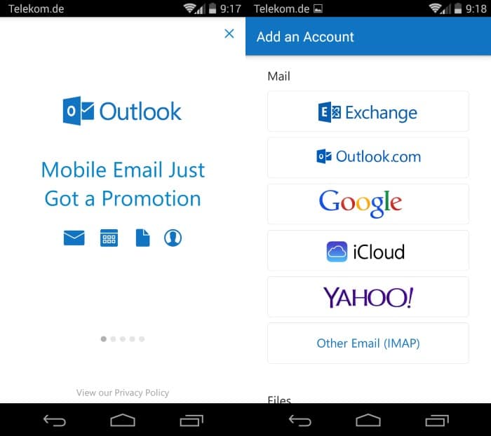 how to get outlook email on android