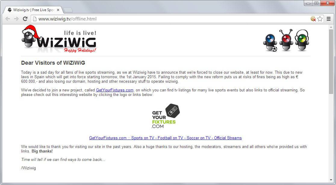 TV streaming website WiZiWiG shuts down: alternatives - gHacks Tech News