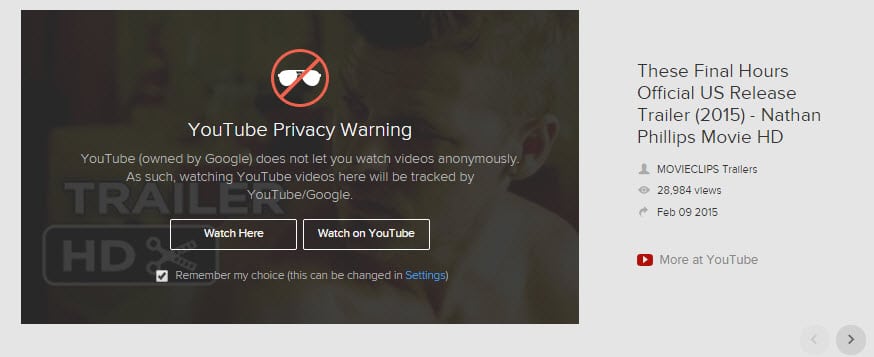 youtube privacy warning