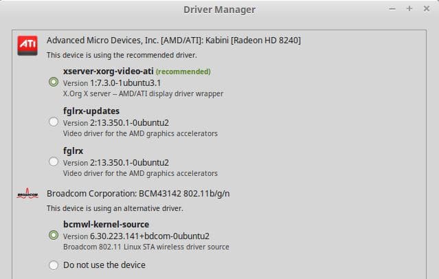 broadcom drivers linux mint 18 install