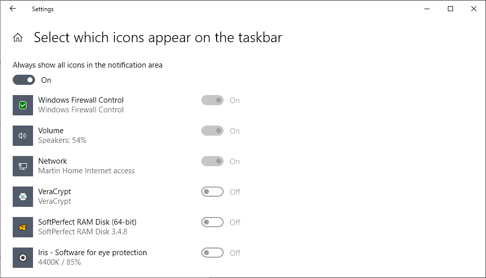 select icons taskbar windows 10