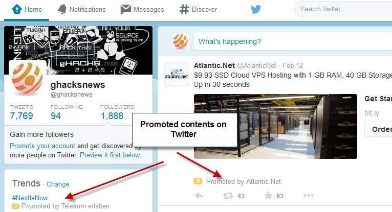 Hide promoted tweets, accounts and trends on Twitter