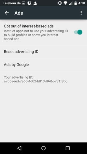 Opt out interest based ads