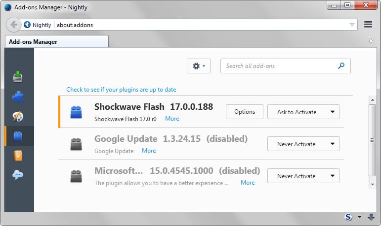 New Plugin Disable add-on deactivates new plugins in Firefox
