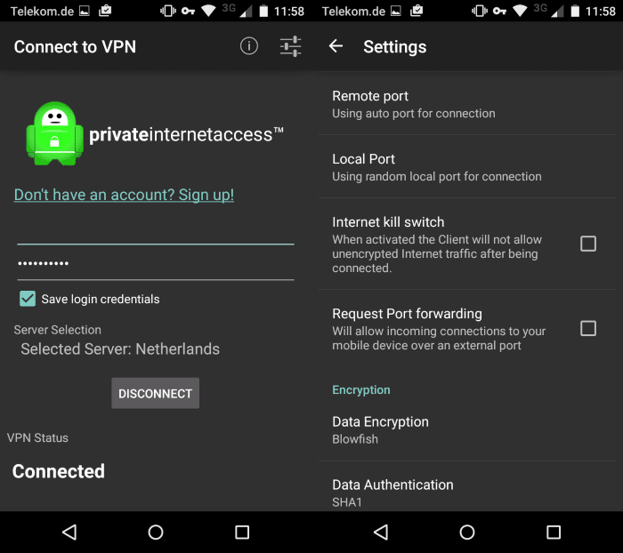 private internet access android