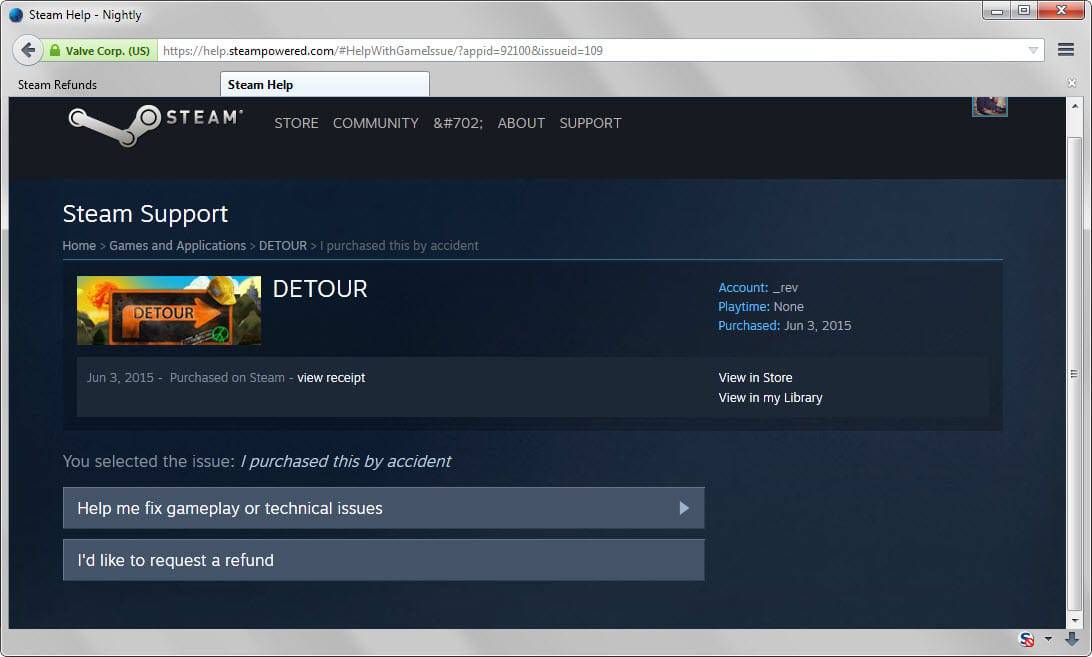 Steam refunds problem. 