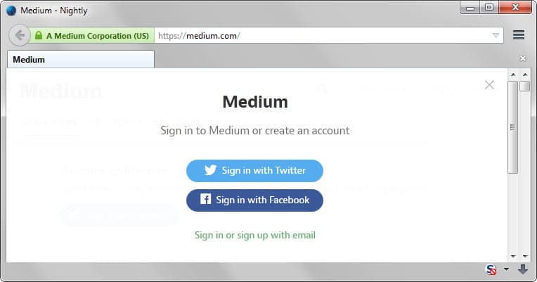 medium sign-up email