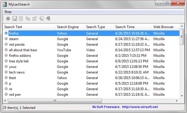 my last search